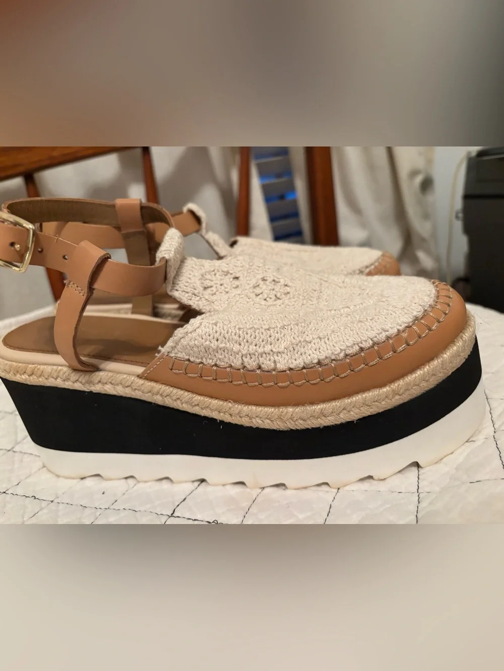Free People Women's Morning in Mykonos platform espadrille wedges 7.5